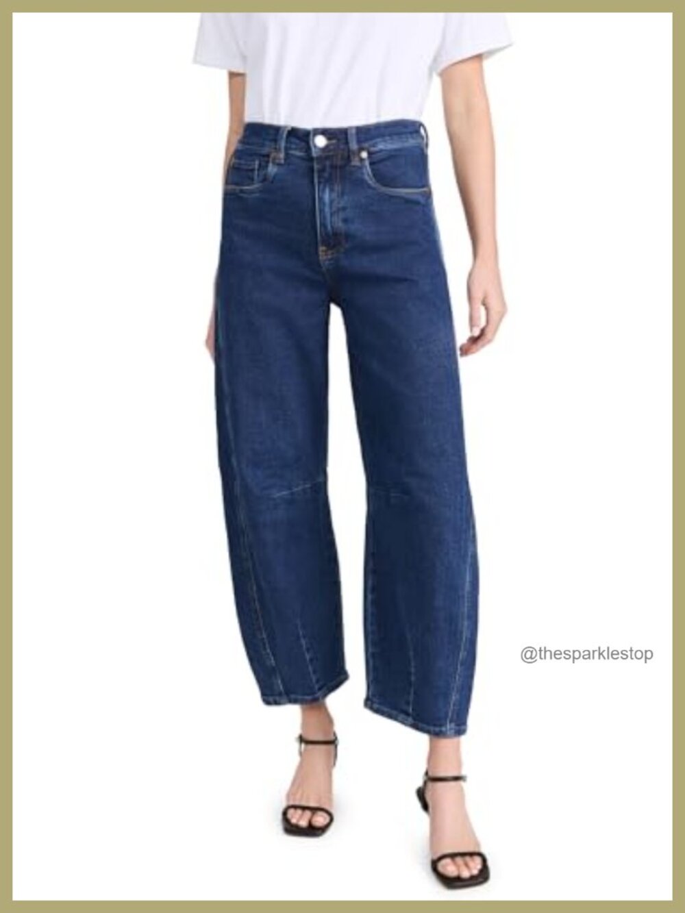 High Rise Barrel Leg Jeans Mid-Weight Stretch Denim Casual